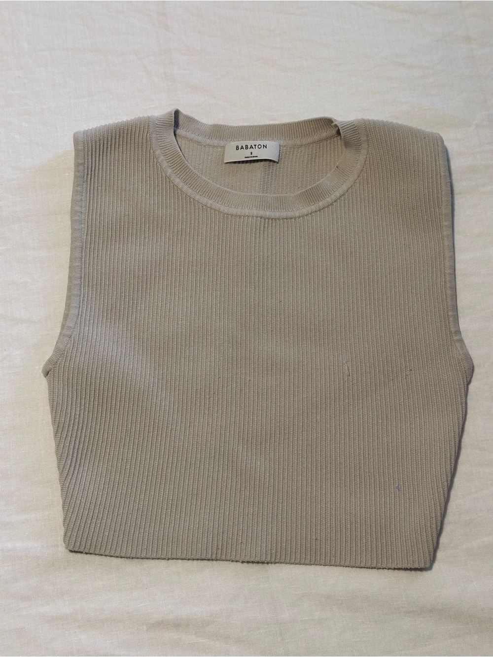 Babaton Neutral Ribbed Sleeveless Knit Tank
